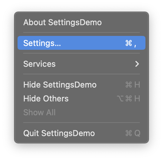 Settings option
